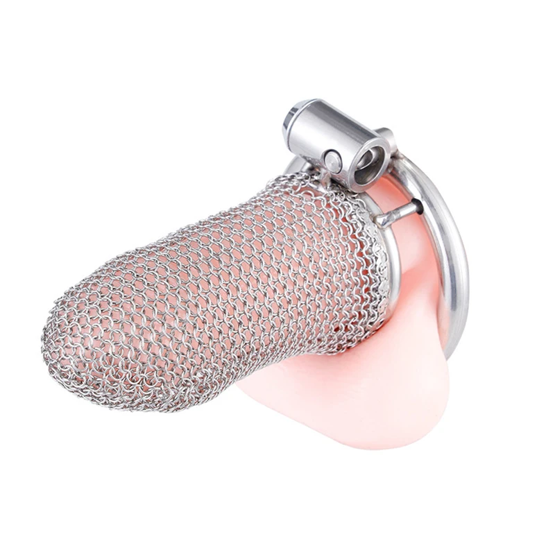 Stainless Steel Hidden Metal Mesh Male Chastity Cage Penis Stainless Steel Hidden Lock Adult Bondage Sex Abstinence Toy