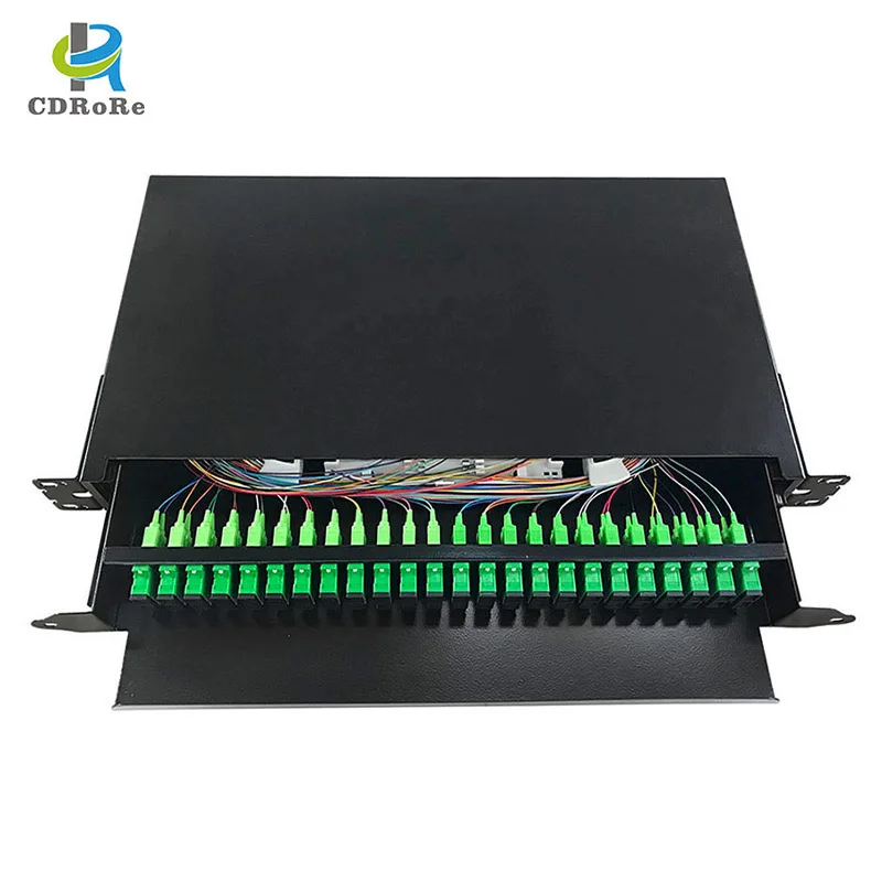 19Inch Rack Mount 24 Ports 48 Cores SC/APC Fiber Optic Panel ODF With Adapter Pigtail Optical Terminal Box Distribution Frame