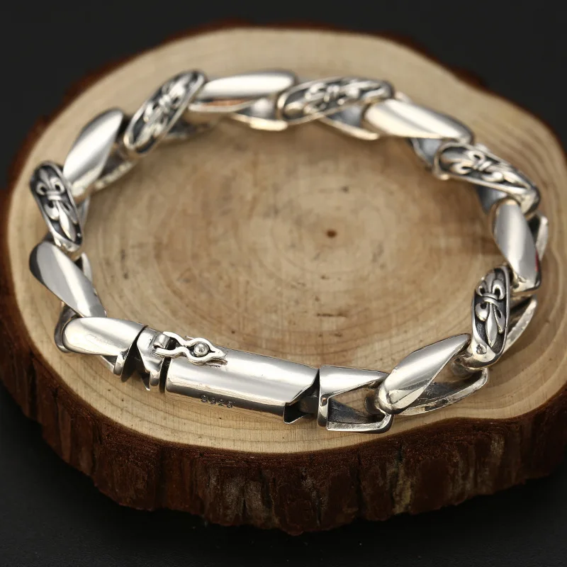 ornament personality generous men's Thai silver bracelet vintage distressed boat anchor thick type silver necklace