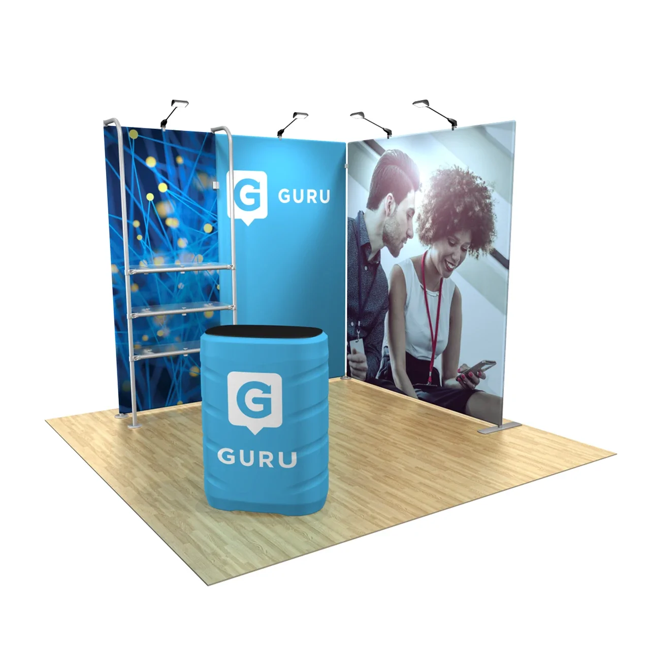 HeBang Portable Exhibition Booth Wall Banner Stand Straight Backdrop Tension Fabric Pop Up Display For Trade show