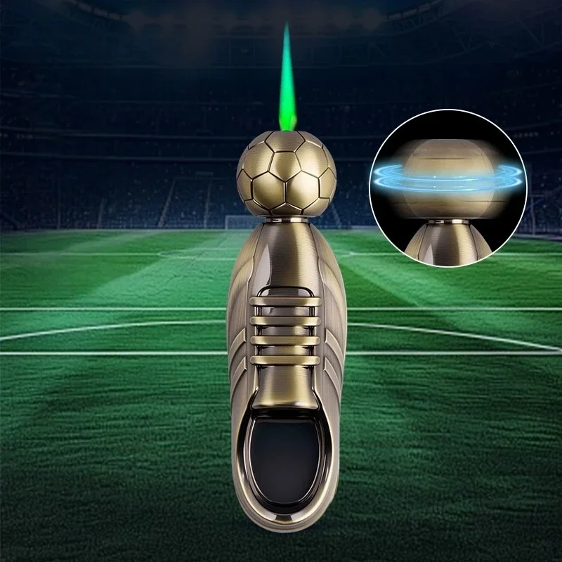 Rotatable Football Style Metal Lighter, Wind-Resistant Turbo Flame, Fun Stress Relief Toy,Lightweight Pocket Size Outdoor Gadget