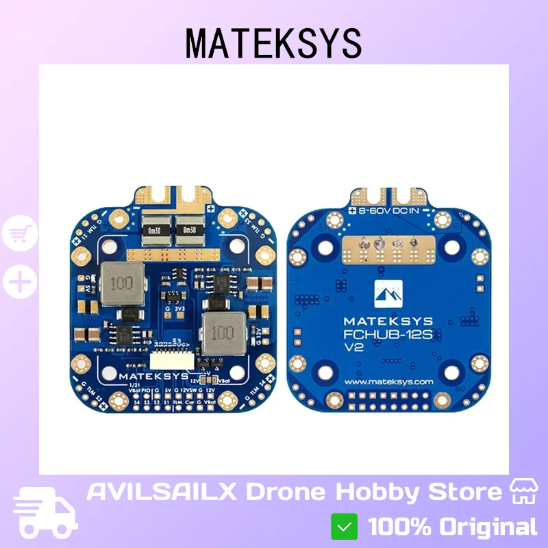 

Matek FCHUB-12S V2 PDB: 3-12S Current Sensor w/ 5V & 12V BEC for FPV Drones