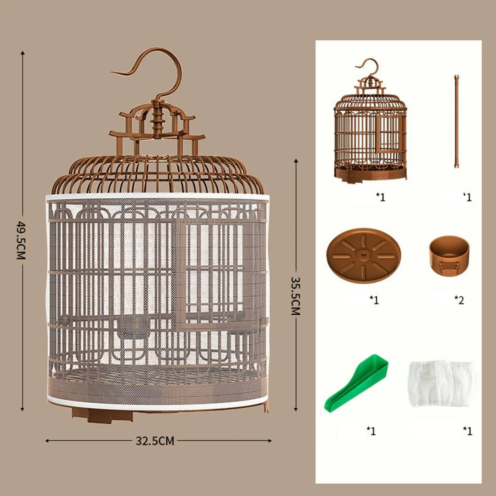 Villa Bird Cage Parrot Birdcage Large Indoor Accessories Portable Pet Cage Parrot Stand Cage for Lovebirds Cockatiels Budgies