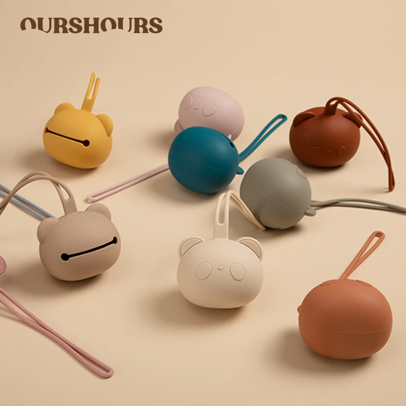 الغذاء الصف الطفل لهاية سيليكون حقيبة الكرتون الباندا الوليد المحمولة مهديء حاوية حالة الحلمة صندوق تخزين الحقيبة BPA الحرة