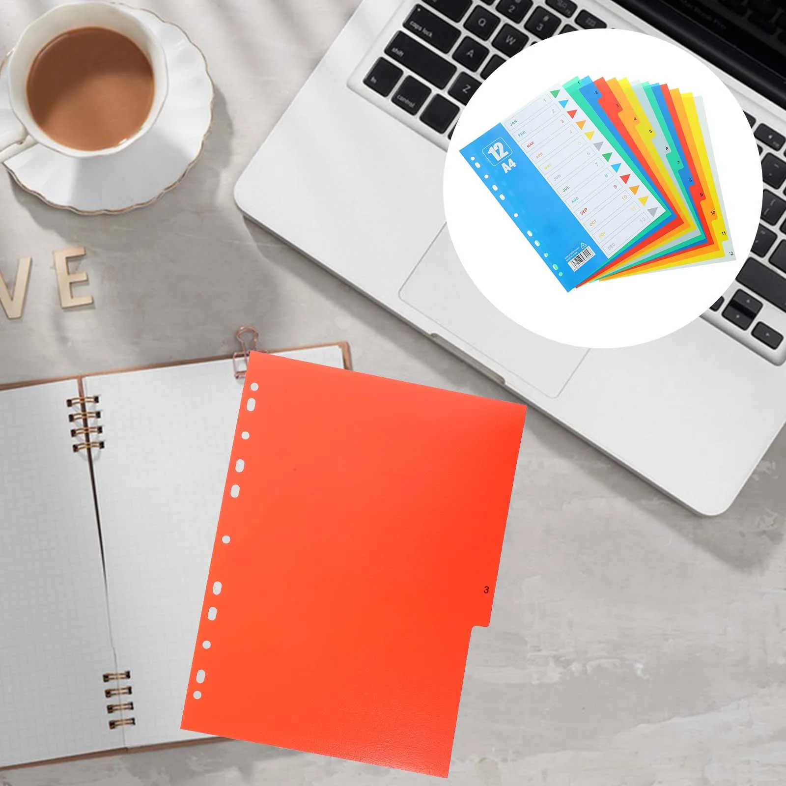 

1Set Page Binder Dividers Numbered Tabs for A4 Notebook Divider Pastel Colors Office School Organizers