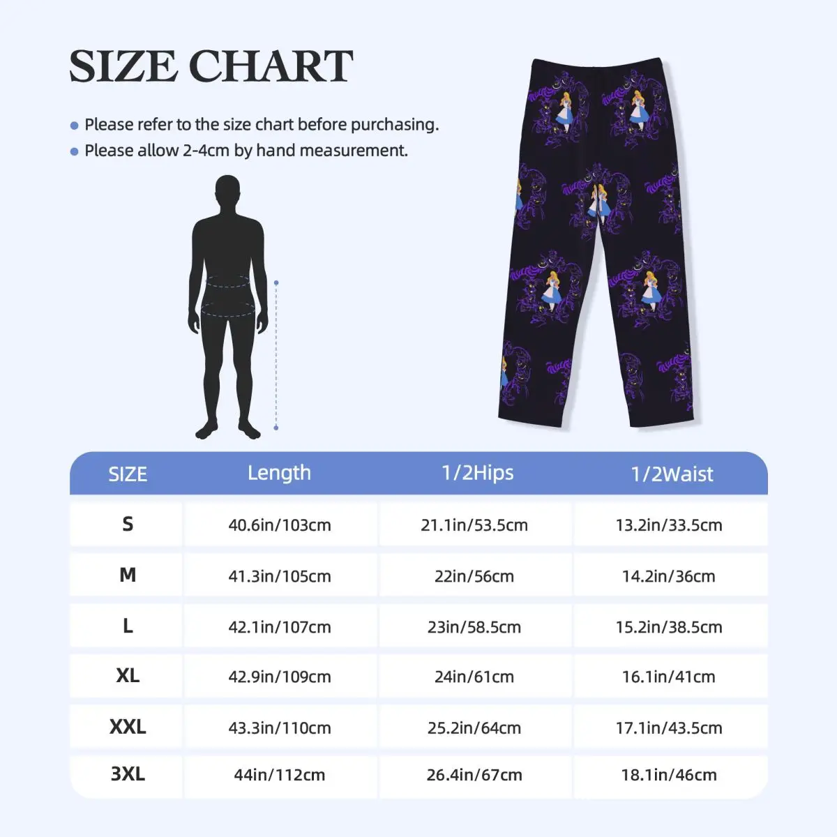 Custom Printed Alice In Wonderland Pajama Pants Men's Sleep Sleepwear Bottoms with Pockets