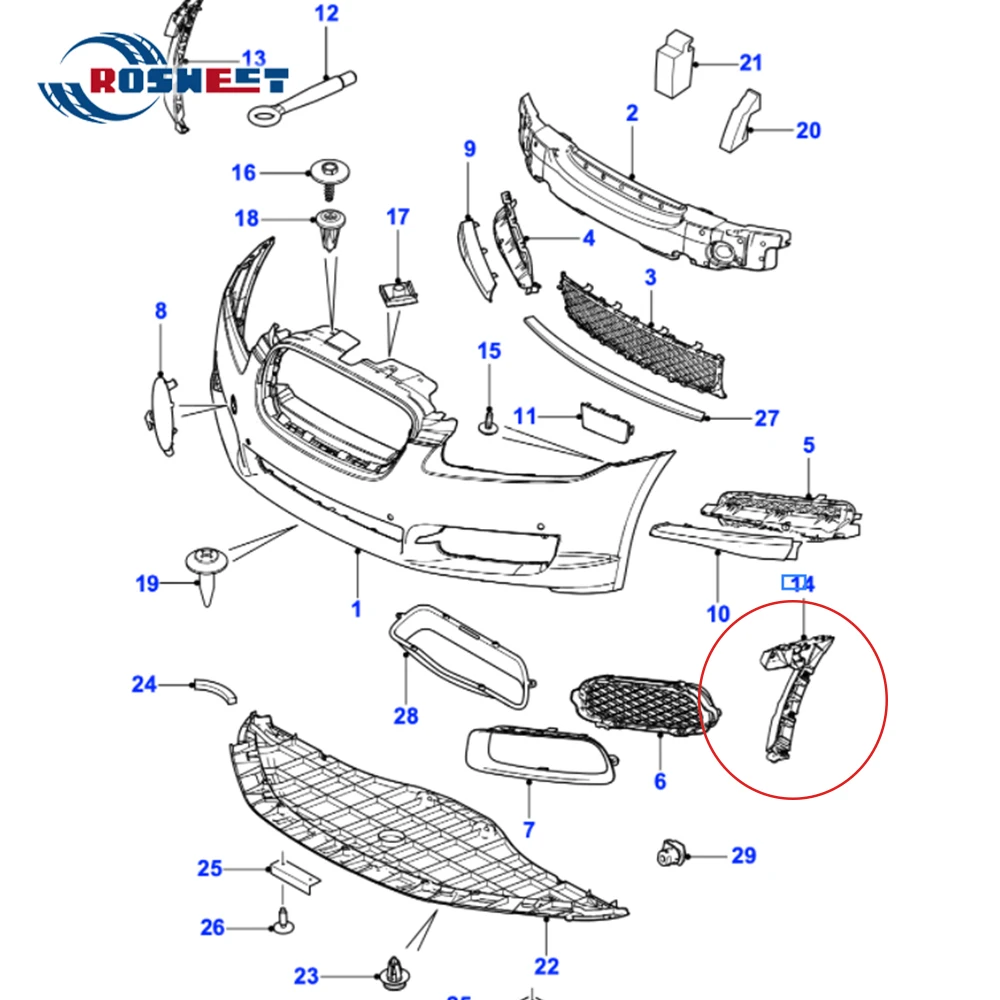 For Jaguar XF 2008 2009 2010 2011 2012-2015 Front Bumper Mount Bracket Support Left C2Z10618 Right C2Z10617 Car Accessories