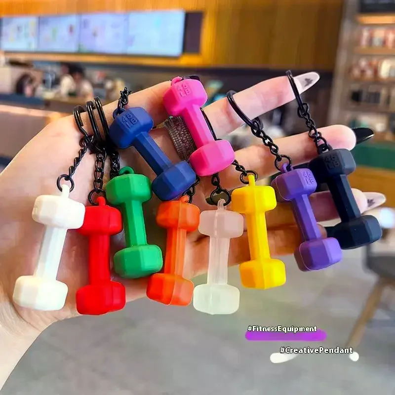2025 New Barbell Keychain Silicone Dumbbell Keychain Gym Gifts For Gym Lovers Fitness Trainer Gift Backpack Car Key Pendant