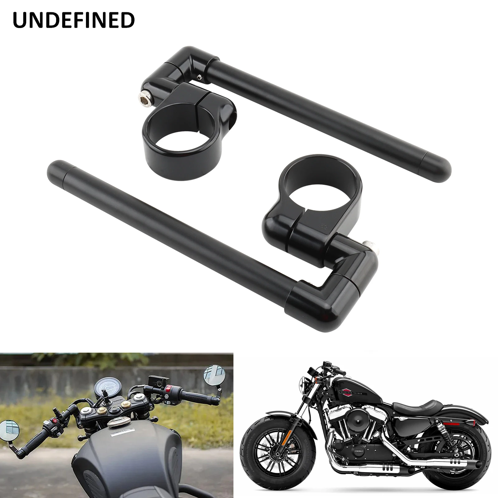 Motorcycle Black Handlebars Adjustable Cafe Racer Split Clip On Ons Fork 31 35 39 45 49 50 52 58 MM Handle Bar Rised Riser Clamp