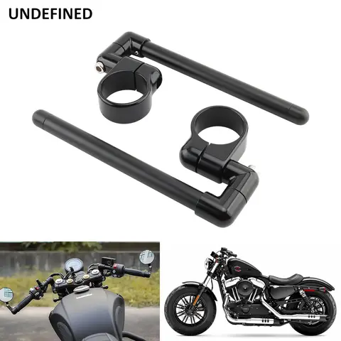Manillares negros ajustables para motocicleta Cafe Racer, Clip dividido en Ons Fork 31, 35, 39, 45, 49, 50, 52, 58 MM, abrazadera elevadora