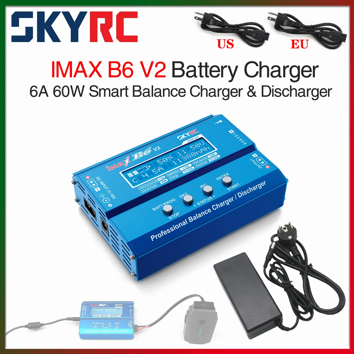 

SKYRC IMAX B6 V2 Battery Charger 6A 60W Smart Balance Charger & Discharger LiPo LiHV Battery Adapter for DJI Mavic/Inspire Parts
