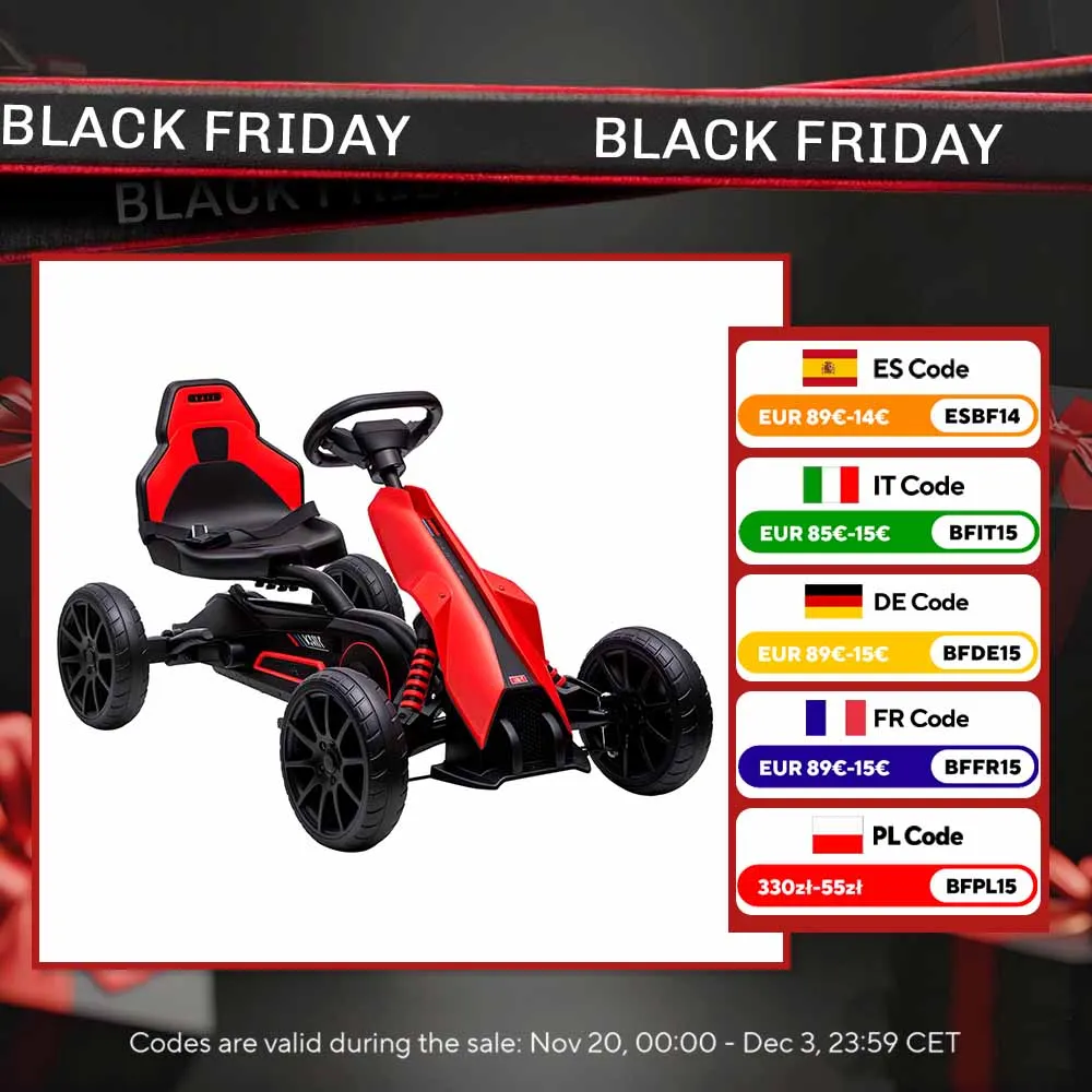 HOMCOM Kart a Pedales para Niños 3-8 Años con Asiento Regulable en 4 Posiciones y Ruedas de EVA 100x58x58,5 cm Negro