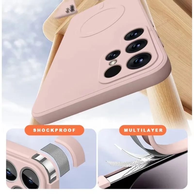 Coque magnétique en silicone liquide pour Samsung, Galaxy S21, S23, FE, S22, S24 Plus, S25 Ultra Soft Lens Protector, Slim, Thin Cover