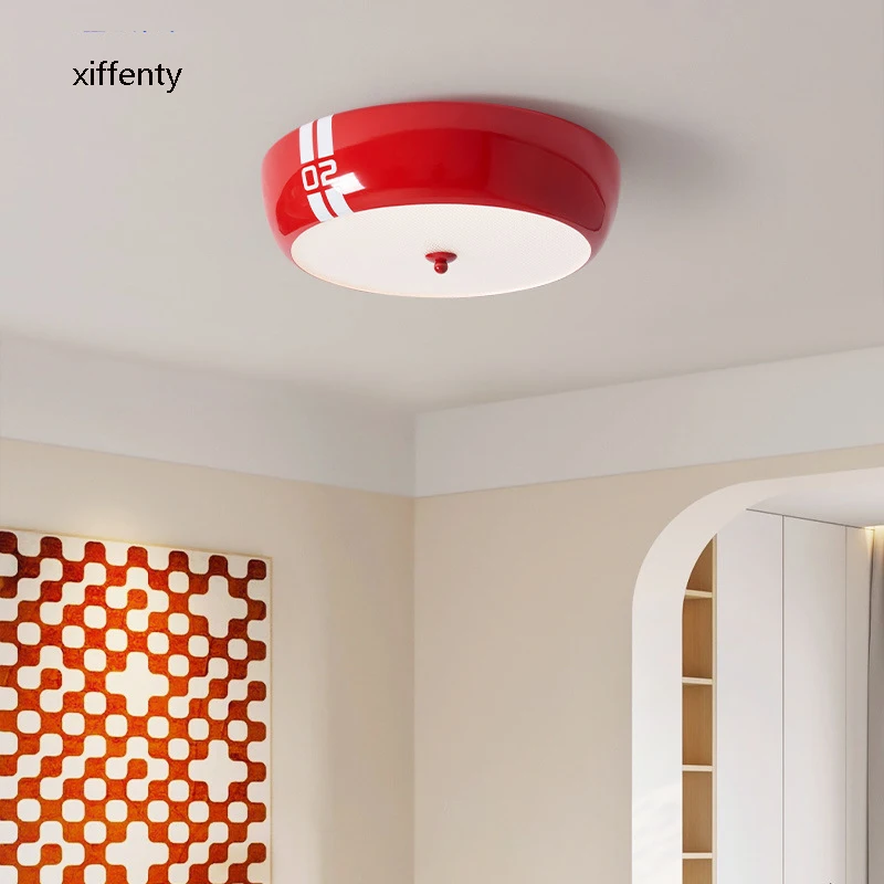 Retro LED red ceiling light bedroom living room simple art study ceiling light