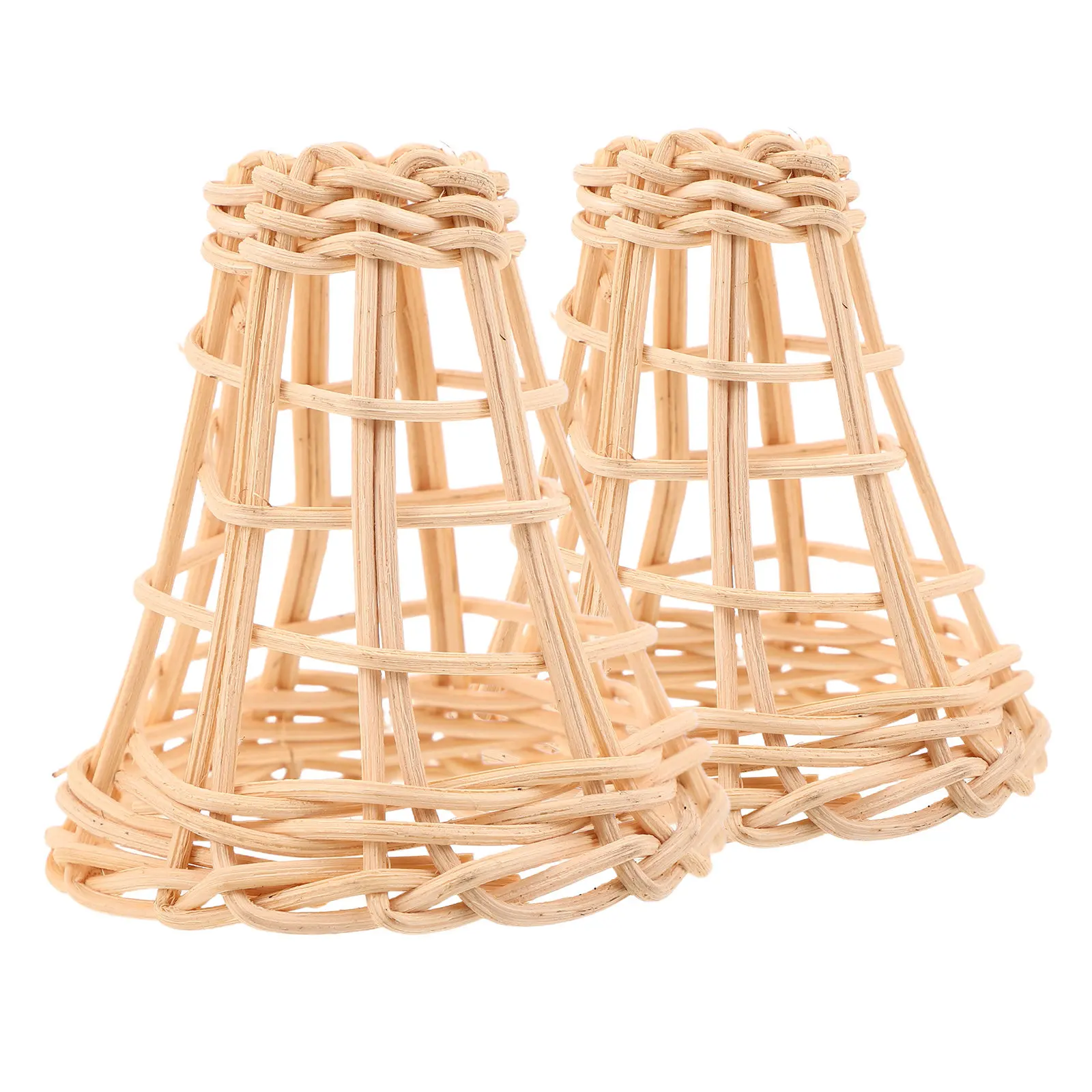 

2 шт. маленьких абажуров из ротанга, ручной работы, натуральные плетеные мини-чехлы для подвесных светильников, гирлянд, люстр, прикроватных светильников в стиле бохо