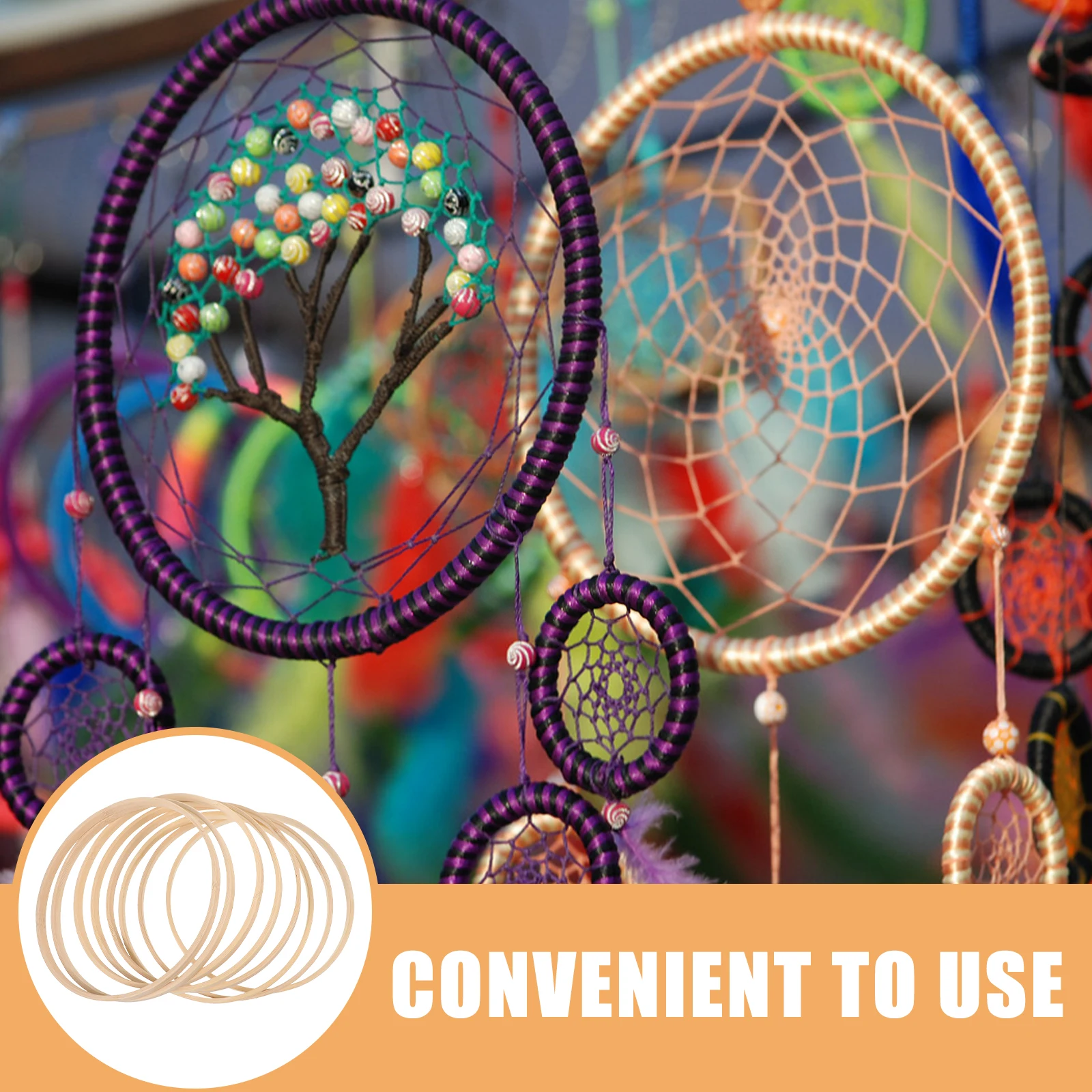 

12Pcs 17cm Bamboo Dream Catcher Rings DIY Craft Making Materials Smooth Deform Resistant Dream Catcher Ring