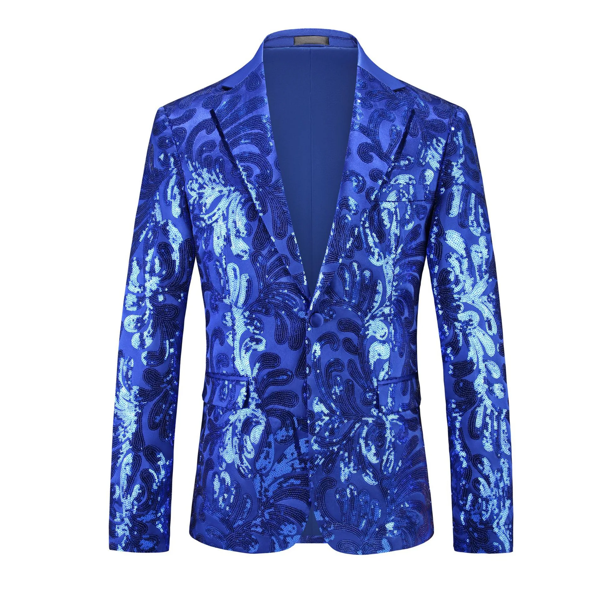 

2026 men's sequined jacquard blazer slim bronzing, host emcee performance dress