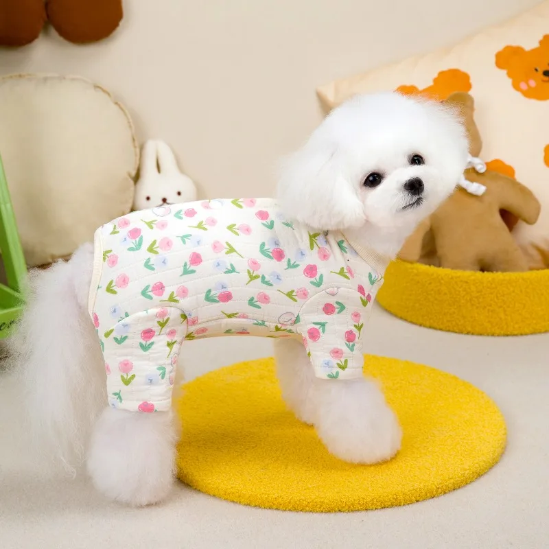 Winter Warm Cotton Pet Dog Clothes For Small Dogs Wrapped Belly Girls Dog Jumpsuit Pajamas Chihuahua Puppy Cat Onesie Pijamas