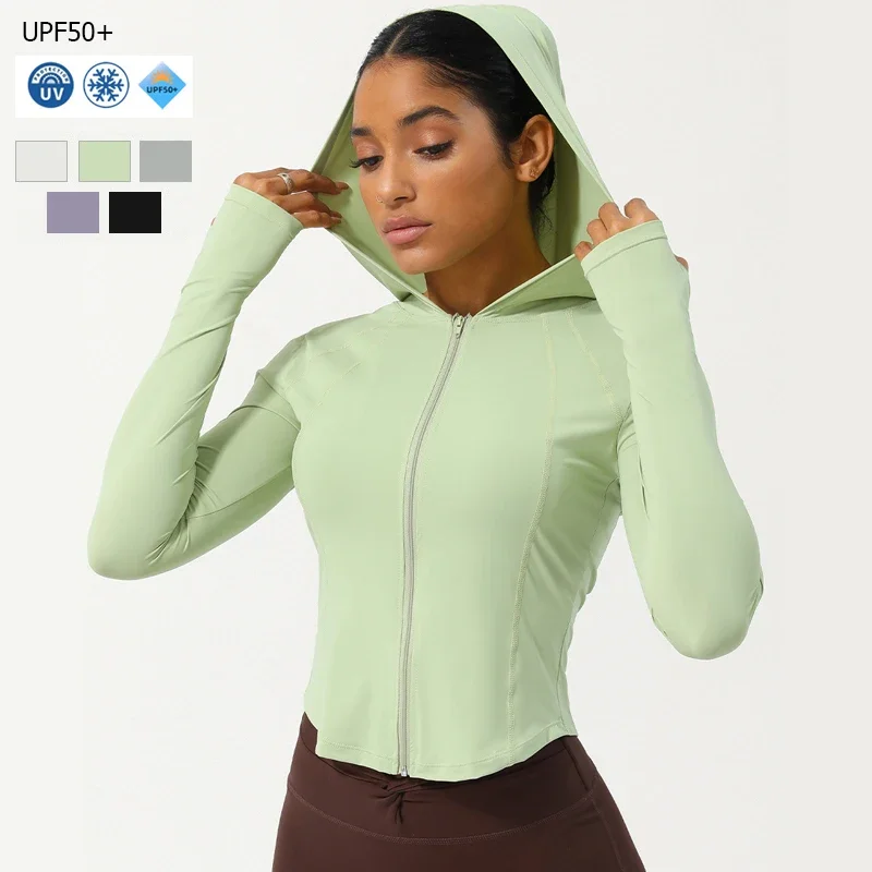 Long Sleeve Outdoor Running Yoga Shirt Anti-UV Sun Protection Lightweight Gym Sweatshirt Breathable Fitness Jacket Sportswear