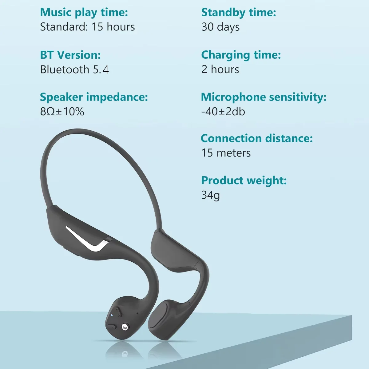 PARAMITA Bone Conduction Wireless Bluetooth Headset BT5.4 Dual Battery Super Long Battery Life Waterproof Sports Running Cycling
