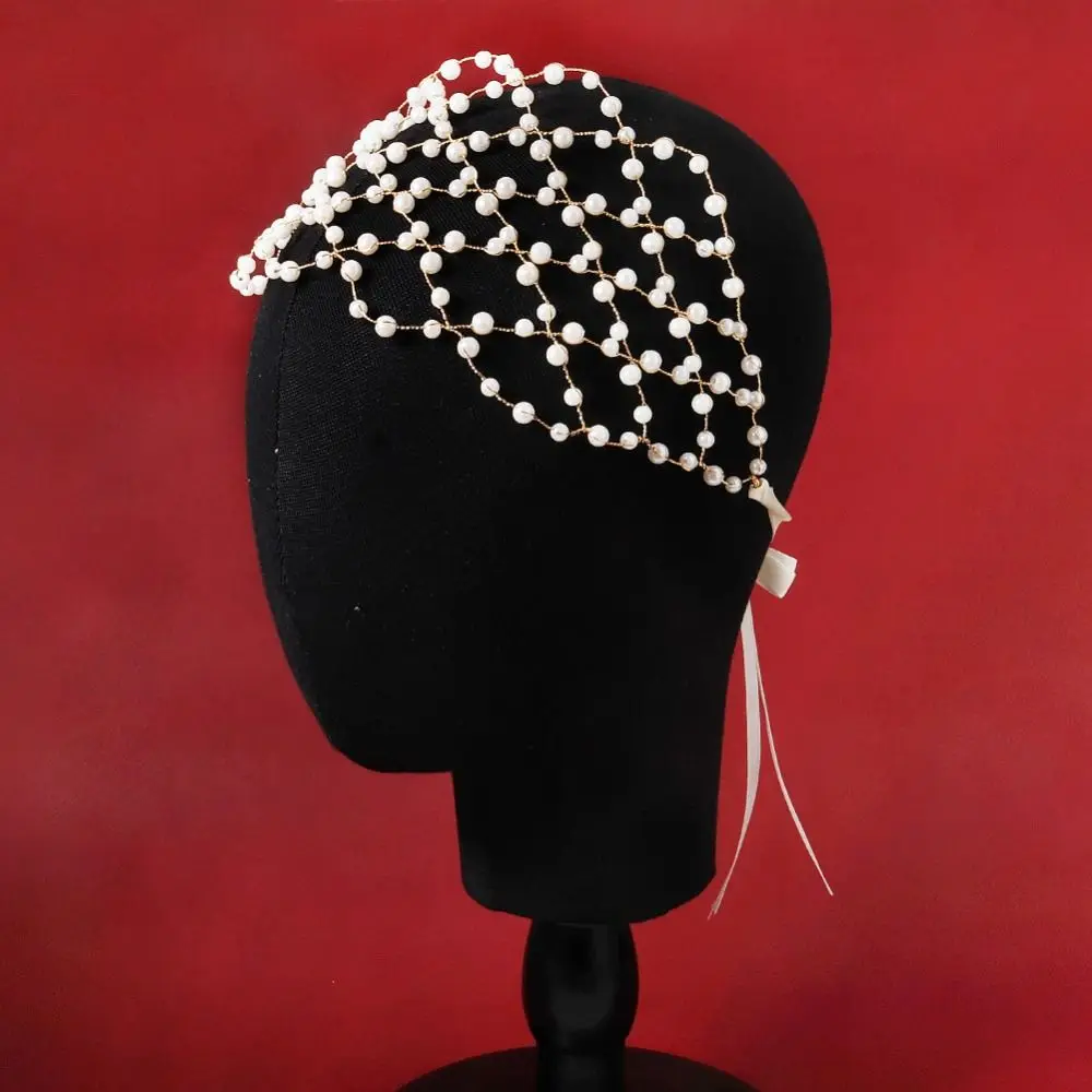 Bar Mitzvah Crown Rhinestone Hair Band Rhinestone Hair Hoop Pearl Princess Hair Band Alloy Korean Style Bride Tiaras