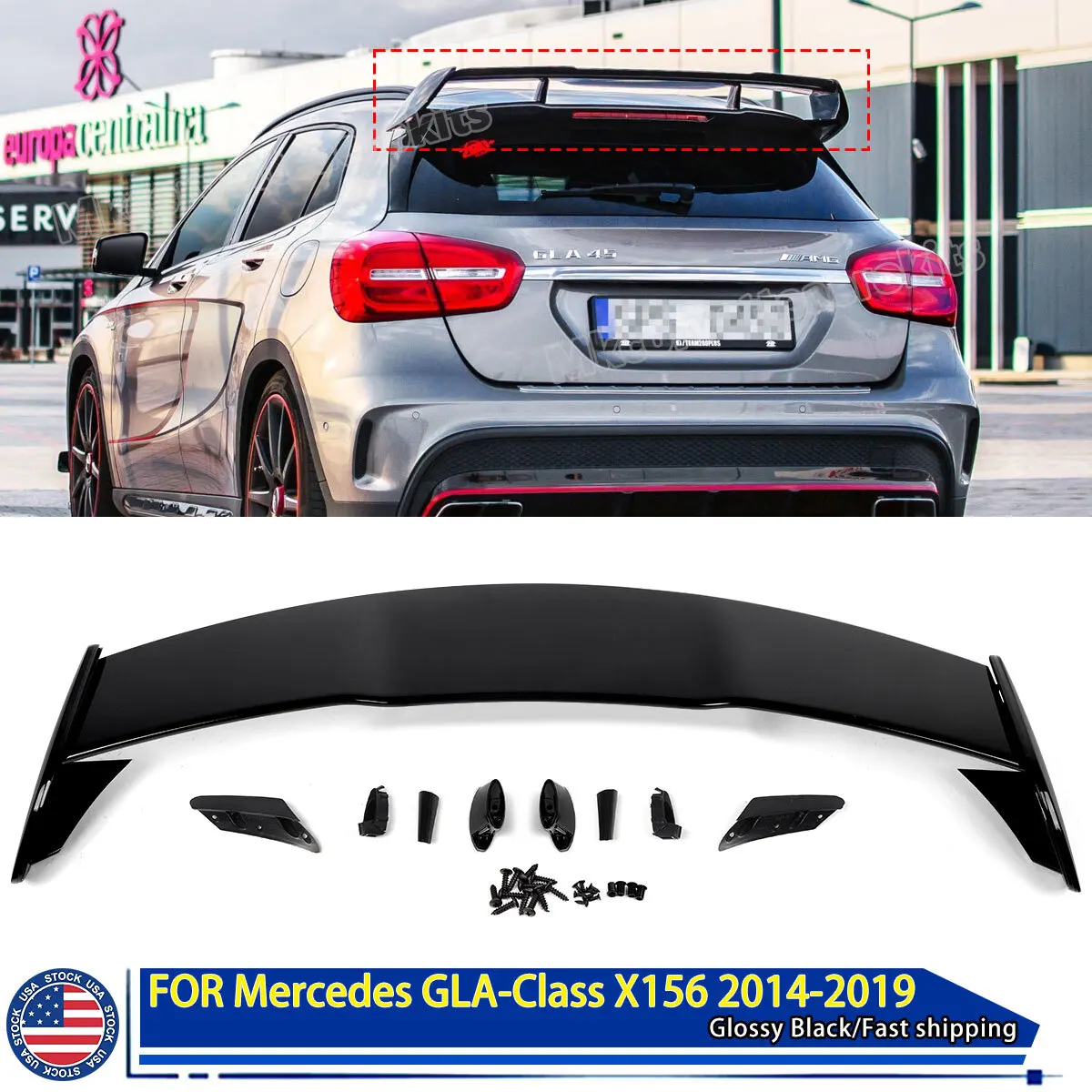 

Gloss Black Rear Trunk Spoiler For Mercedes-Benz X156 GLA180 GLA200 GLA250 GLA45 for AMG TAIL Roof Spoiler Lip Accessories