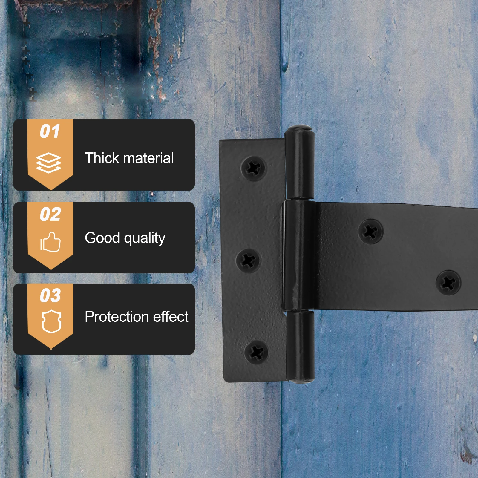 

2pcs T Shape Hinges Black 10 Inches Heavy Duty Galvanized Furniture Gate Hinge Door Silent Corrosion Resistant Oxidation Rugged