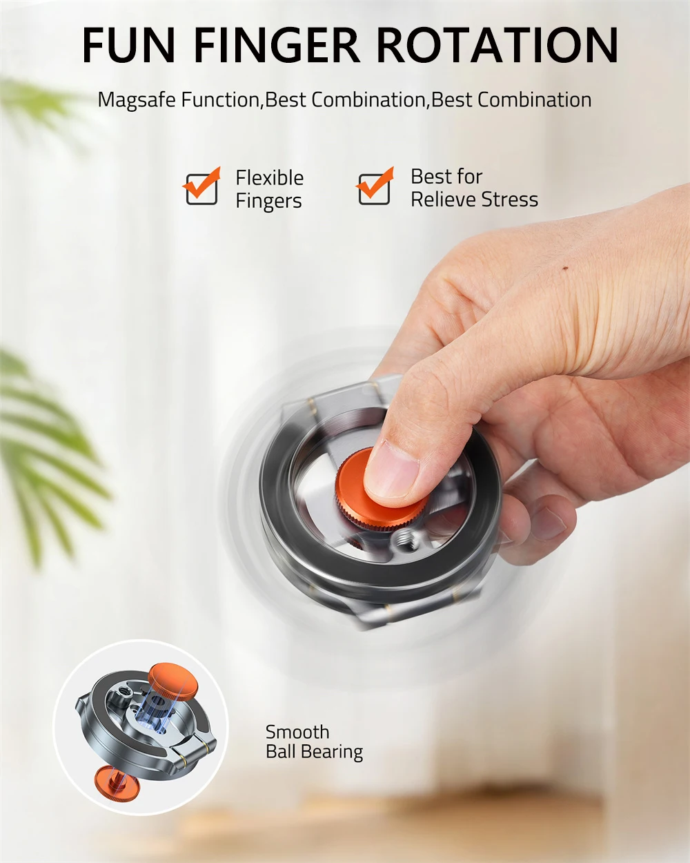 NEW Dual Magnetic Phone Holder with Flexible Spinner Desk & Gym Mount for iPhone 17 16 15 14 Android Magsafe Stress Relief Toy
