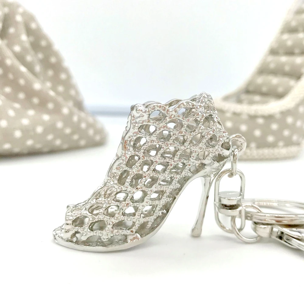 Exquisite High Heel Shoes Keychain Glisten Rhinestone Metal Car Key Rings Women Girl Handbag Charms