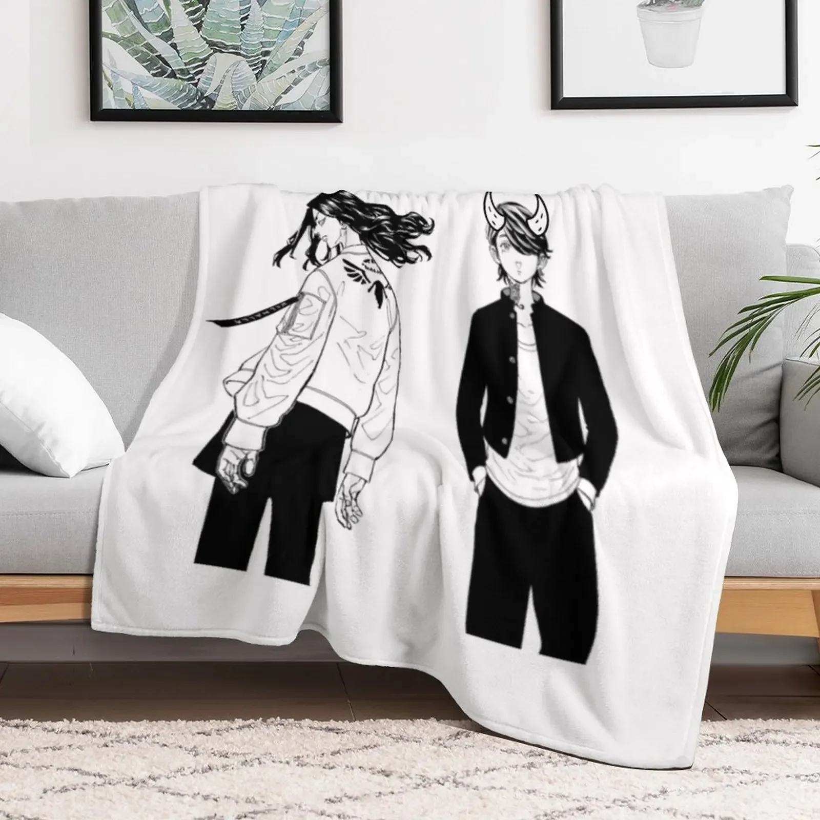 THE YING YANG T-SHIRT BY BAJJI AND KAZATURA Throw Blanket Decoratives Bed Flannel Fabric Bed covers Blankets