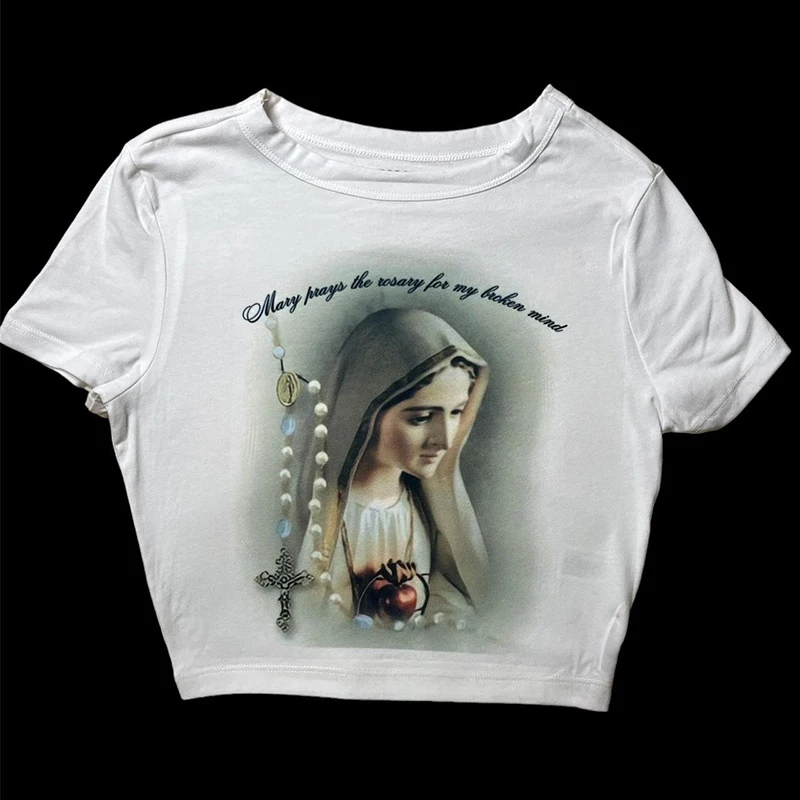 Gothic Punk Baby Tank Vintage Straße Frauen Grafiken Drucken Grunge Tank Y2k Kleidung Ästhetische Nette Slim Crop Top hemd Slim Goth
