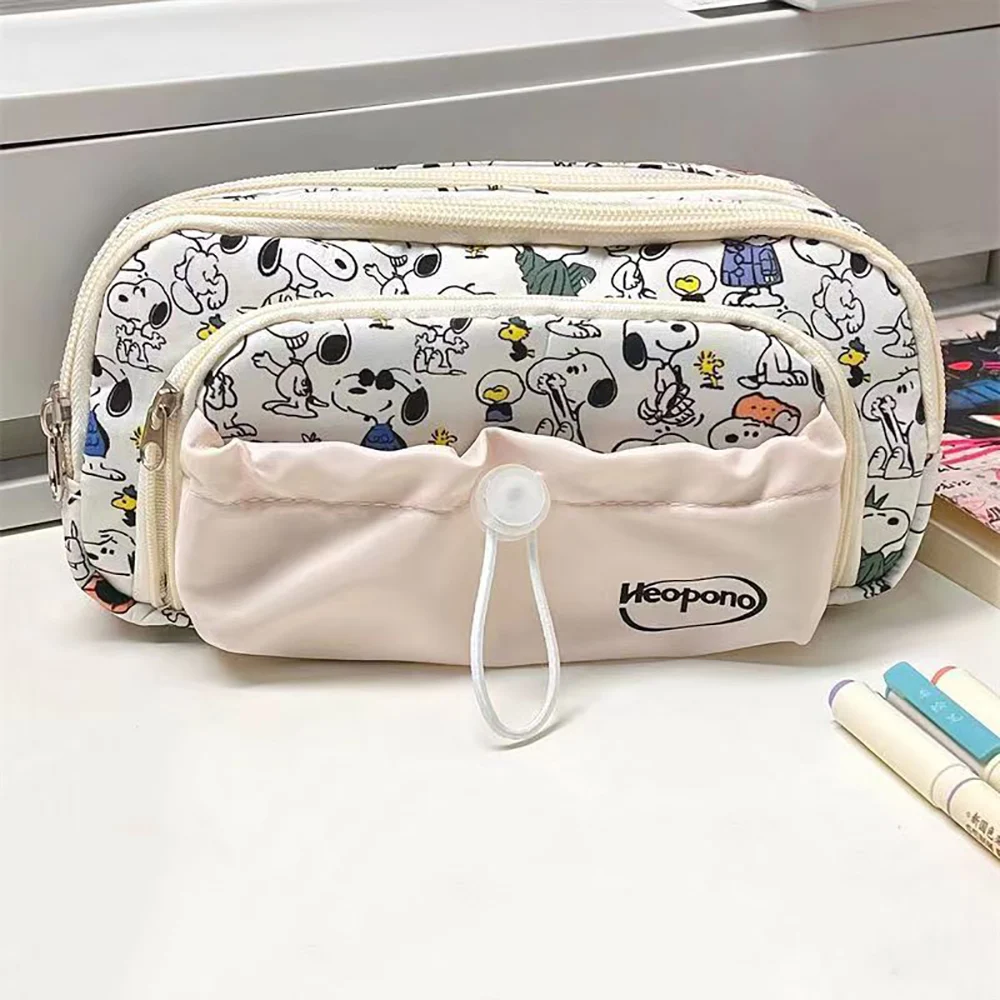 Snoopy Kawaii Anime Pen Bag Large Capacity Pencil Box Pencil Case Learning Stationery Storage Bags Student Supplies Gift for Kid