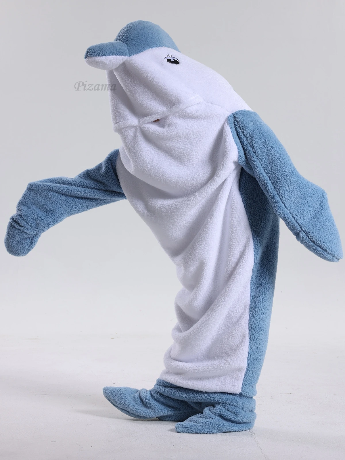 Family Fashion Halloween Cosplay Costume Adult One Piece Dolphin Shark Pajamas Hooded Wearable Sleeping Bags Men\'s Onesies