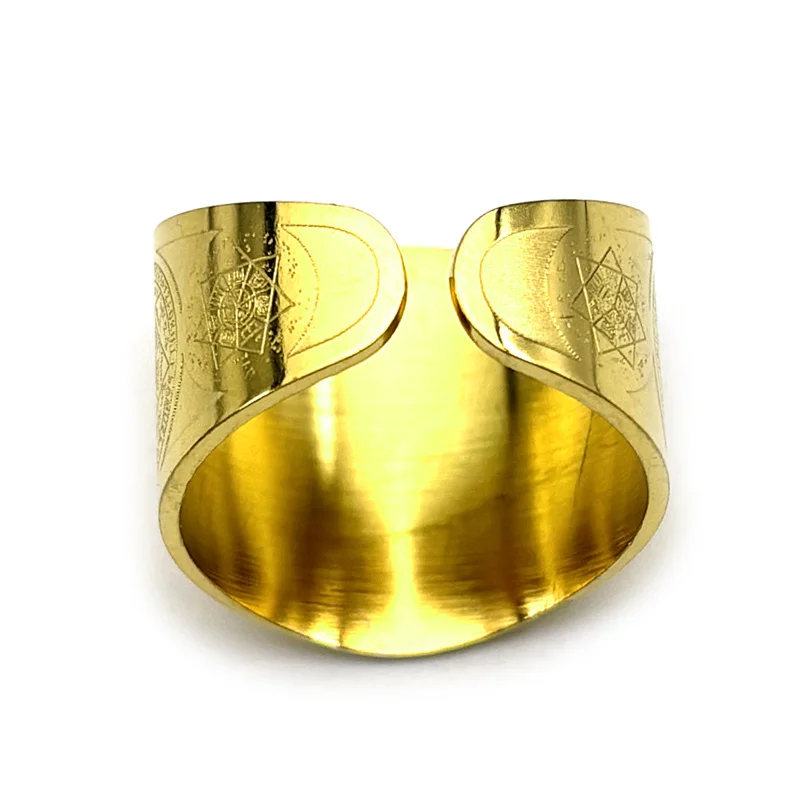 Seven Archangels Angel Adjustable Rings for Women Men Stainless Steel Gold Color Seal of Solomon Protection Finger Ring Jewelry