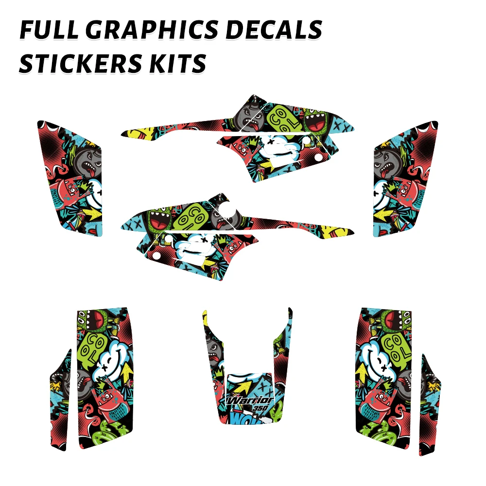 

ATV Full Graphic Kit Decals Background Stickers Fit for Yamaha Warrior 350 YFM350X 1987- 2004 2000 2001 2002 2003