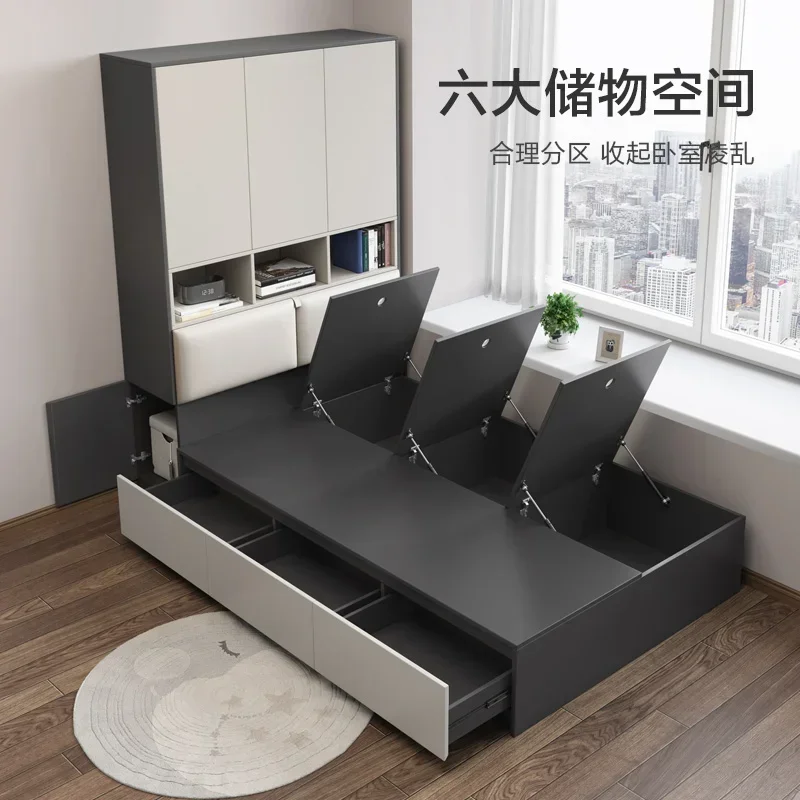 Tatami bed, multifunctional single storage bed, bedroom, children's , wardrobe, , all in one