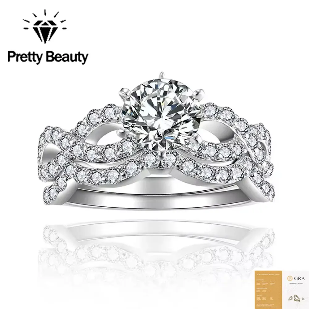 pretty-beauty-1ct-moissanite-crown-engagement-ring-for-women-s925-silver-wave-shape-stackable-diamond-wedding-band-fine-jewelry