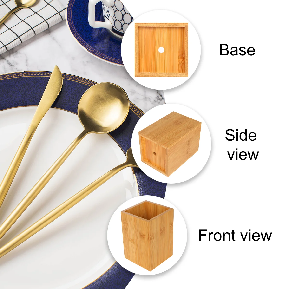 Utensil Holder Chopstick Flatware Organizer Kitchen Utensils Tableware Bamboo Cutlery