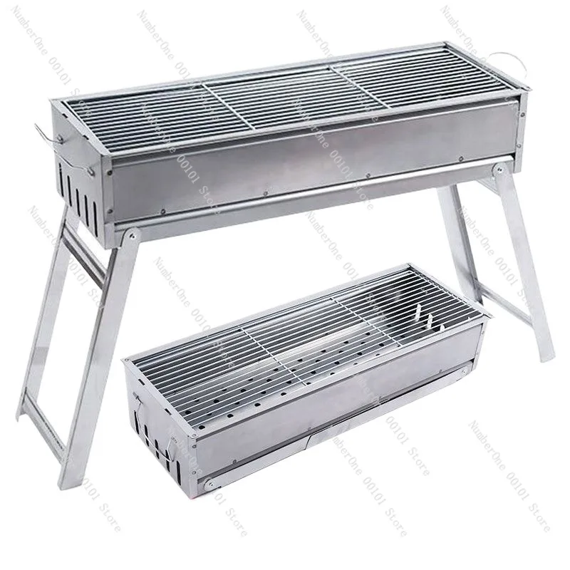 Portable Folding Charcoal Grill Outdoor BBQ Grill Non Installation Barbecue Stove Camping Picnic Grill Set with Complete BBQ