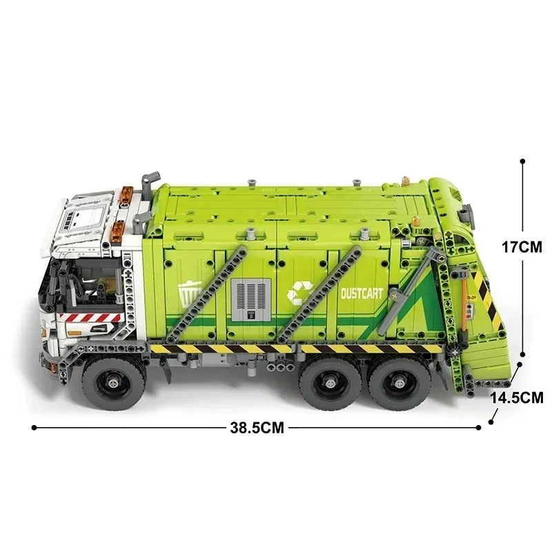 1468PCS Remote Control Compressed Garbage Truck Building Blocks City Sanitation Technical RC Car Model Bricks Reobrix 22022