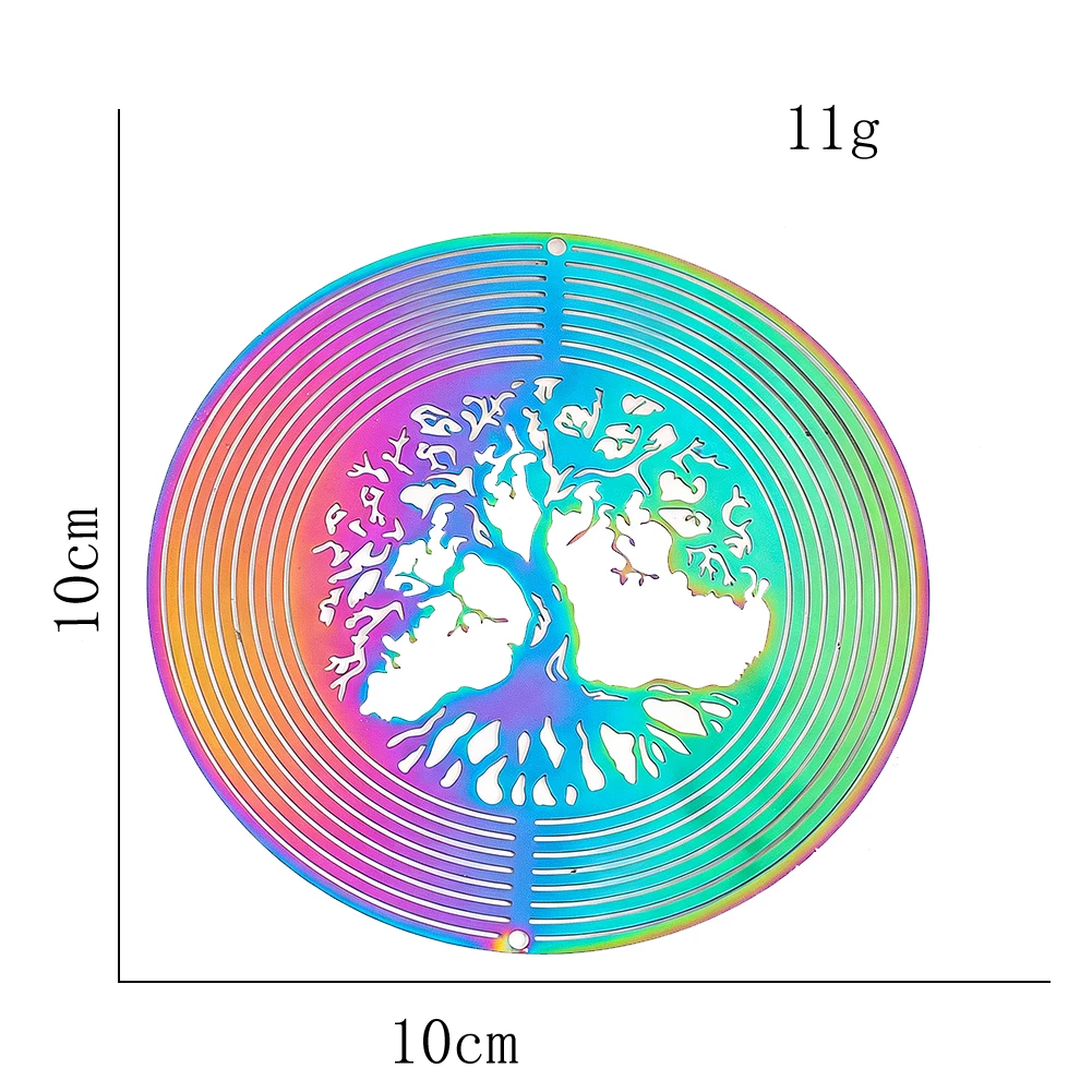 Lebensbaum Metall-Hängedekoration Windspiel Gartendeko Regenbogenfarben für Fenstervorhang Autospiegel Geschenk für Freunde Neu – Detail 6
