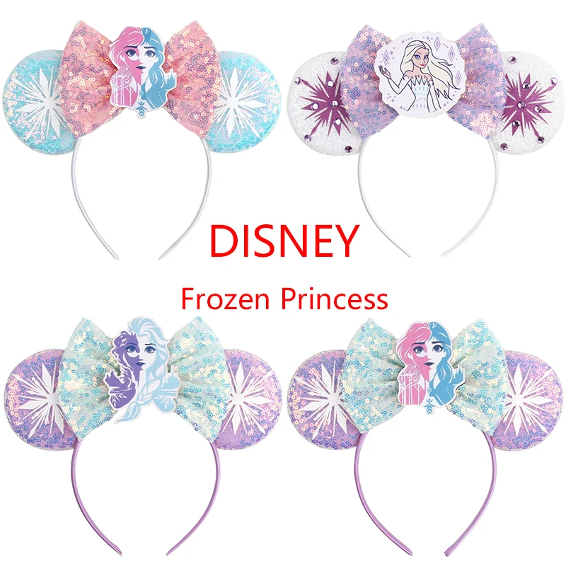 Disney Alice in Wonderland Mickey Mouse Ears Headband Women Sequins Mad Hatter Hairbands Cheshire Cat Headbands for Girls Kids