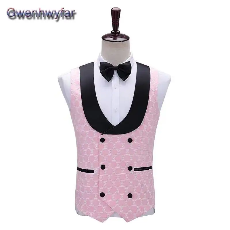 Gwenhwyfar 2026 Men's Customized Luxury Tuxedo Suit Gentleman Fit Blazer Single Vest with Match Bow Tie Formal Wear Set