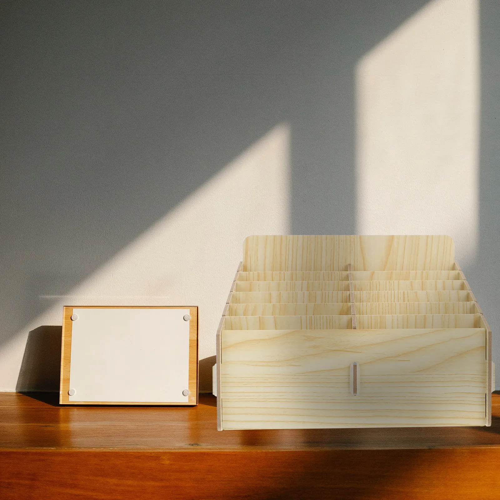 

Desktop Storage Box Phone Management Storage Box Wooden Cell Phone Holder Multi-Scene Use Sturdy No Screw Installation