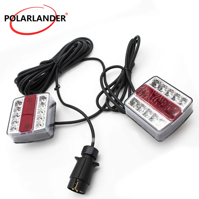 

12V LED Magnetic Trailer Light Kit IP68 Waterproof 16LEDs Dual License Plate Lamp Fit Truck RV Caravan 7Pin Plug