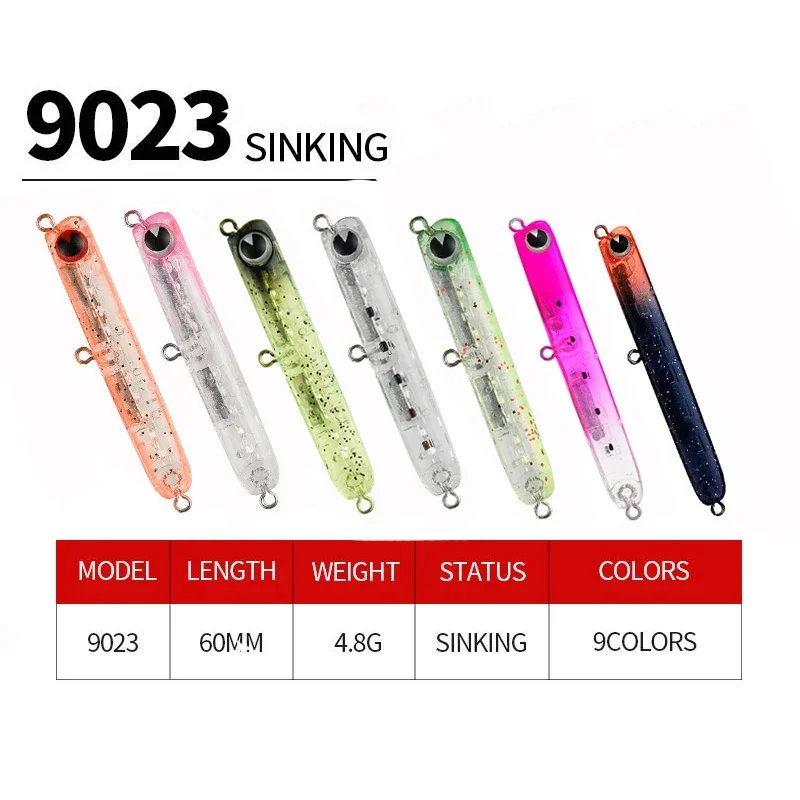 1pcs Japanese New COLLET 60MM Sinking Pencil Bait 4.8g Micro Pencil Warping Mouth Makou Lure Bait 9023