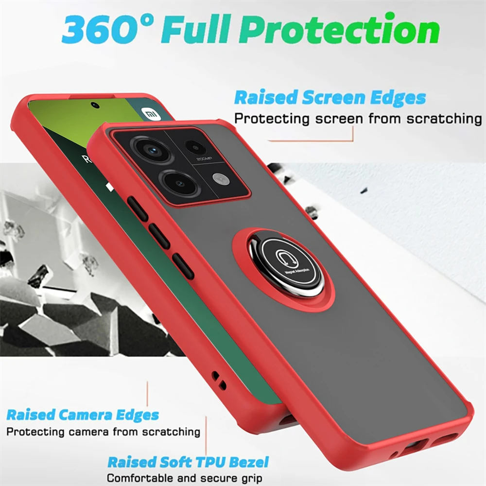 Matte Clear Hard PC Armor Case For Xiaomi Redmi Note 13 Pro+ Pro Plus 5G Magnetic Ring Stand Cover Capa Redme Redmy Note13 5G 4G