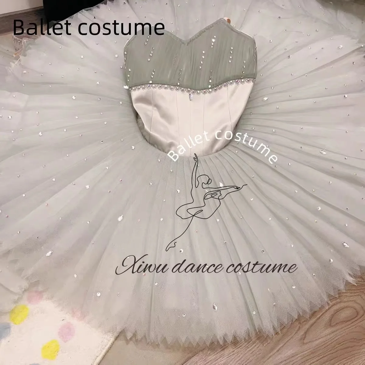 Grey Silver Fairy Dancer Variations Ballet Performance Costume Customization