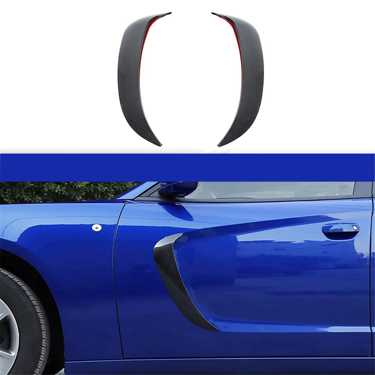 Carbon Front Door Side Mudguard Shovel Fin Vents for Dodge Charger 2015-2021