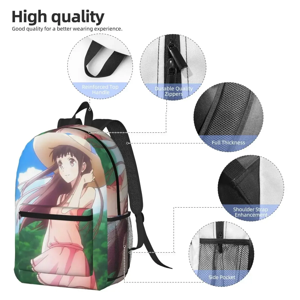 Japanese Anime Fruits Basket Backpack Student BookBag Kids School Bag Laptop Shoulder Bags for Men Women